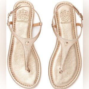 NWOT Cambiami Champagne Metallic Leather Thong Sandals Soles and Straps size 10